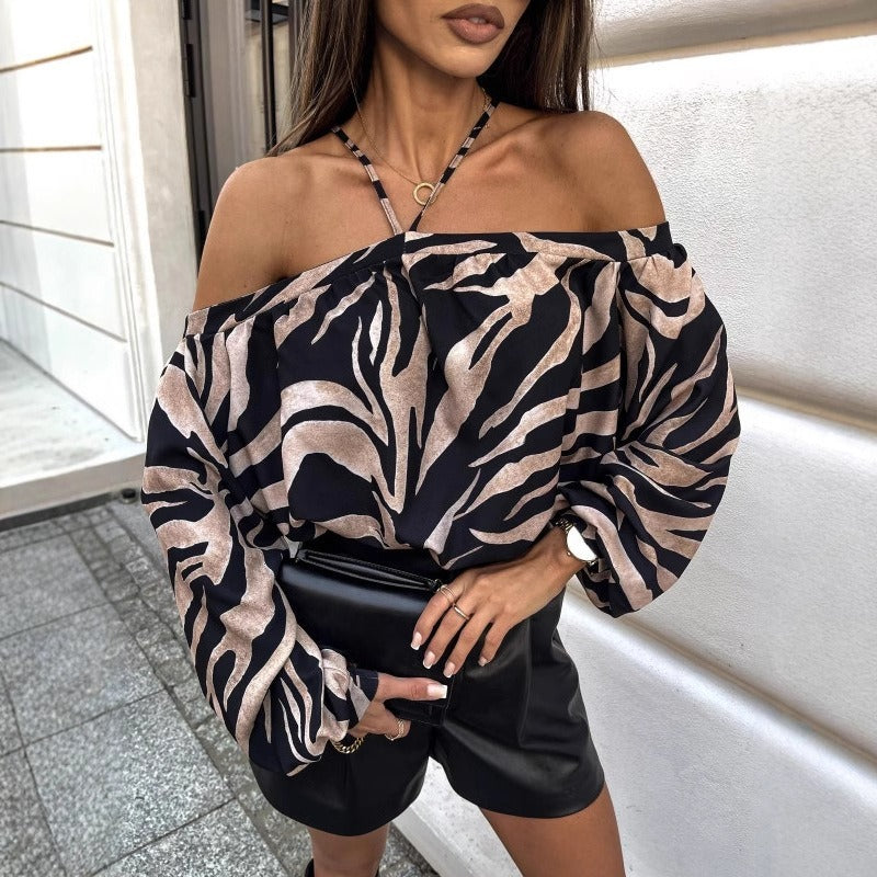 Spring Halter Women's Top Long Sleeve