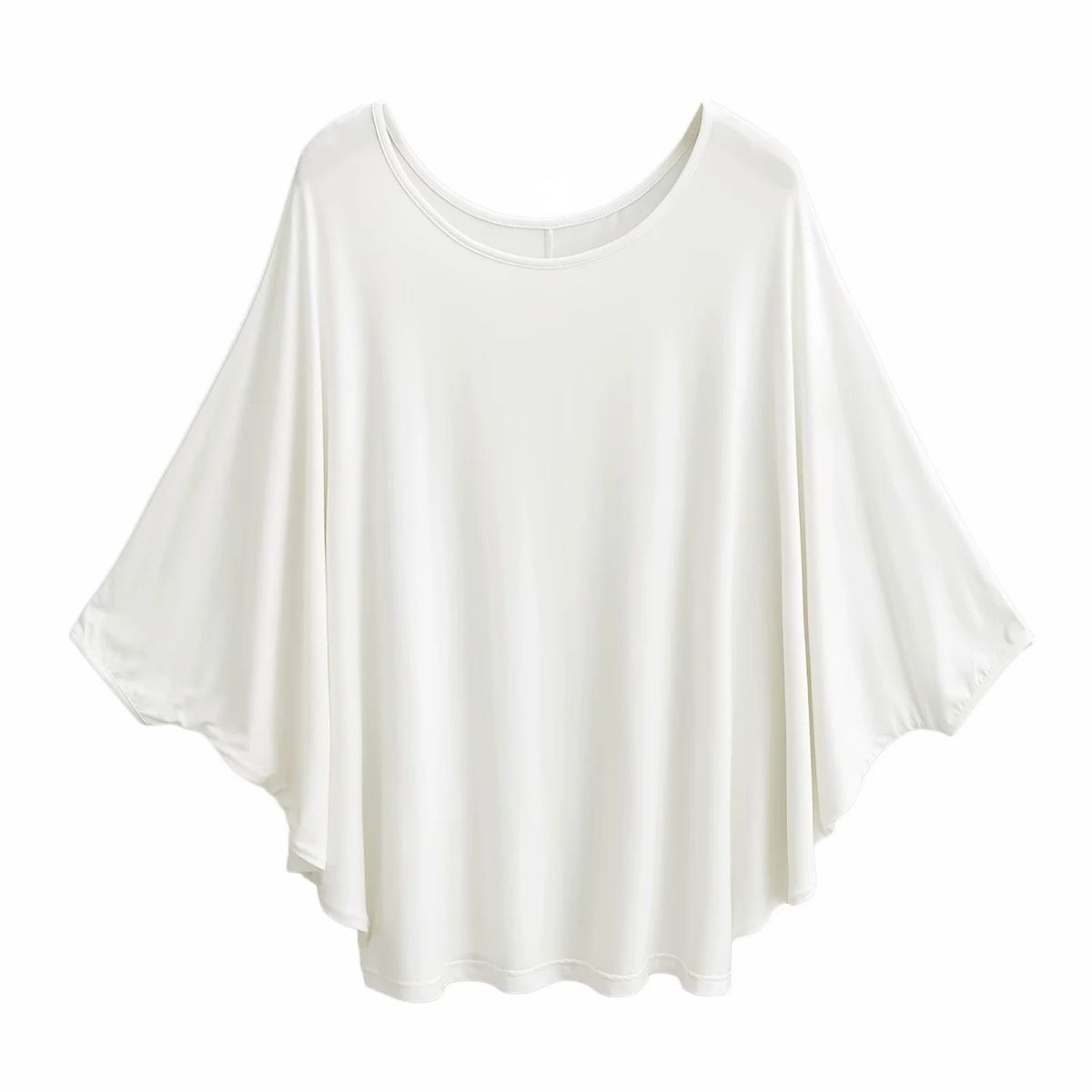 Idle Style Loose Large Silk Mask T-shirt Women's All-match Silk Color Batwing Sleeve Top