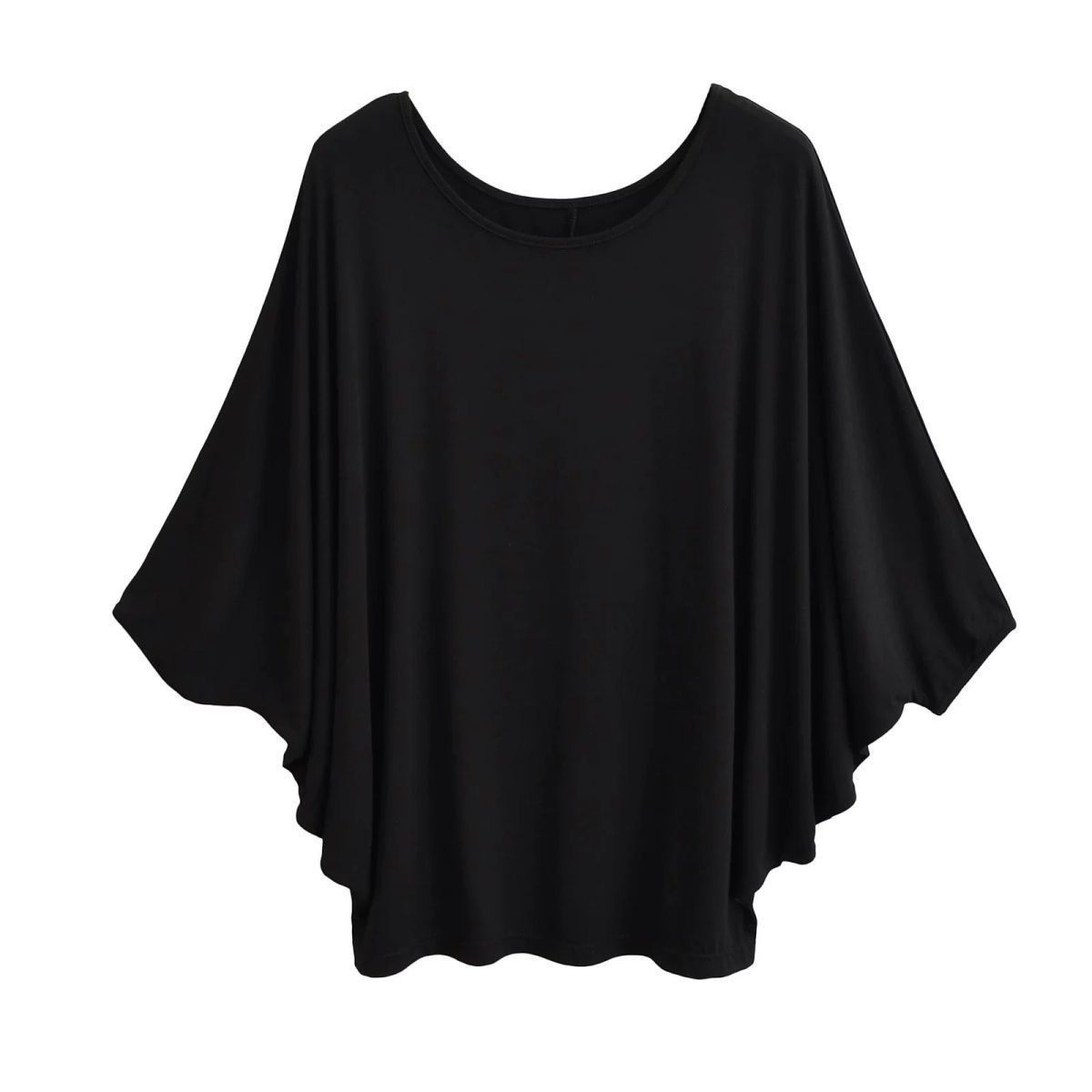 Idle Style Loose Large Silk Mask T-shirt Women's All-match Silk Color Batwing Sleeve Top