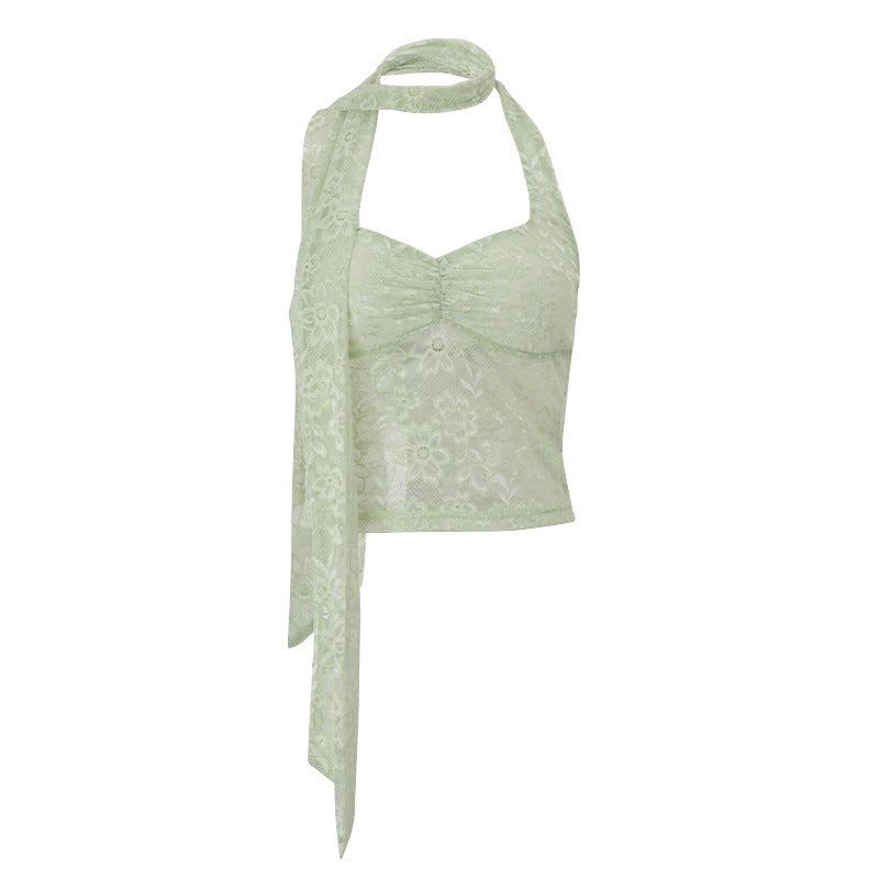 Lace Lightweight Breathable Hot Girl Backless Halter Vest Top