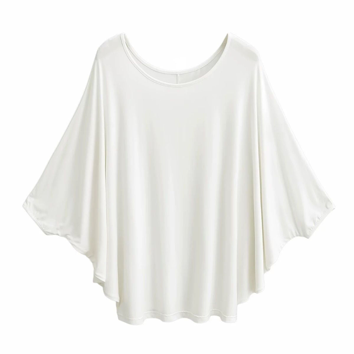 Idle Style Loose Large Silk Mask T-shirt Women's All-match Silk Color Batwing Sleeve Top