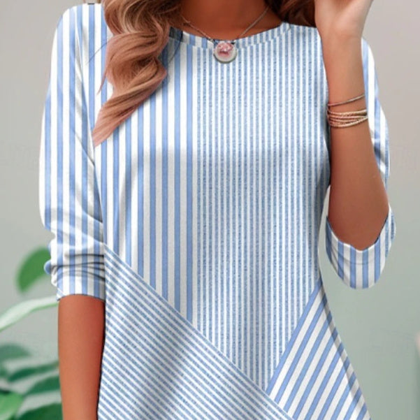 Plus Size Women's Cardigan Asymmetric Stripes Patchwork Top